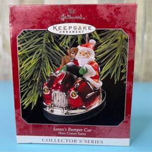 Hallmark Keepsake Ornament Here Comes Santa Santa’s Bumper Car Handcrafted 1998